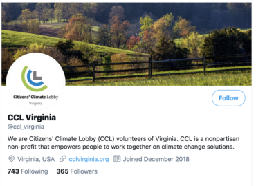 screenshot of CCL Virginia's Twitter page