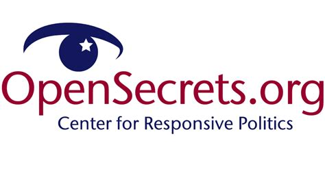 Photo of the logo for OpenSecrets.org. Features a blue eye and the organization name in red. 